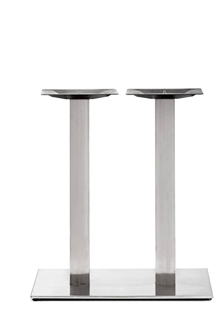 DOUBLE SQUARE BRUSHED METAL BASE DINING HEIGHT MODEL 6070
